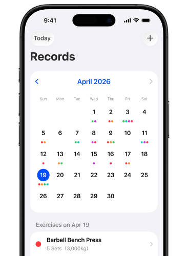 Calendar logging screen